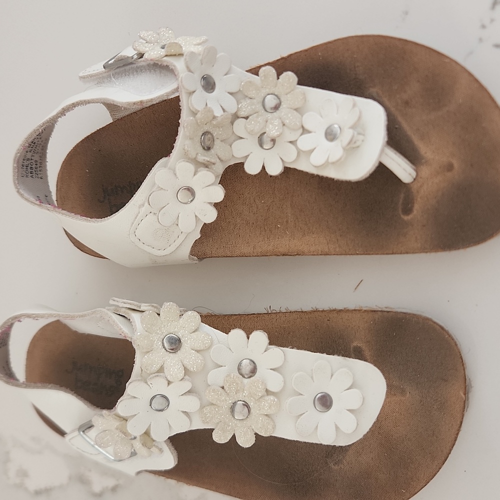 White Floral Sandals for Toddler Girls